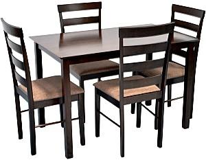 Set de masa si scaune Evelin GLORIA Chocolate + 4 scaune GLORIA Chocolate / Ekea12 Dark Brown