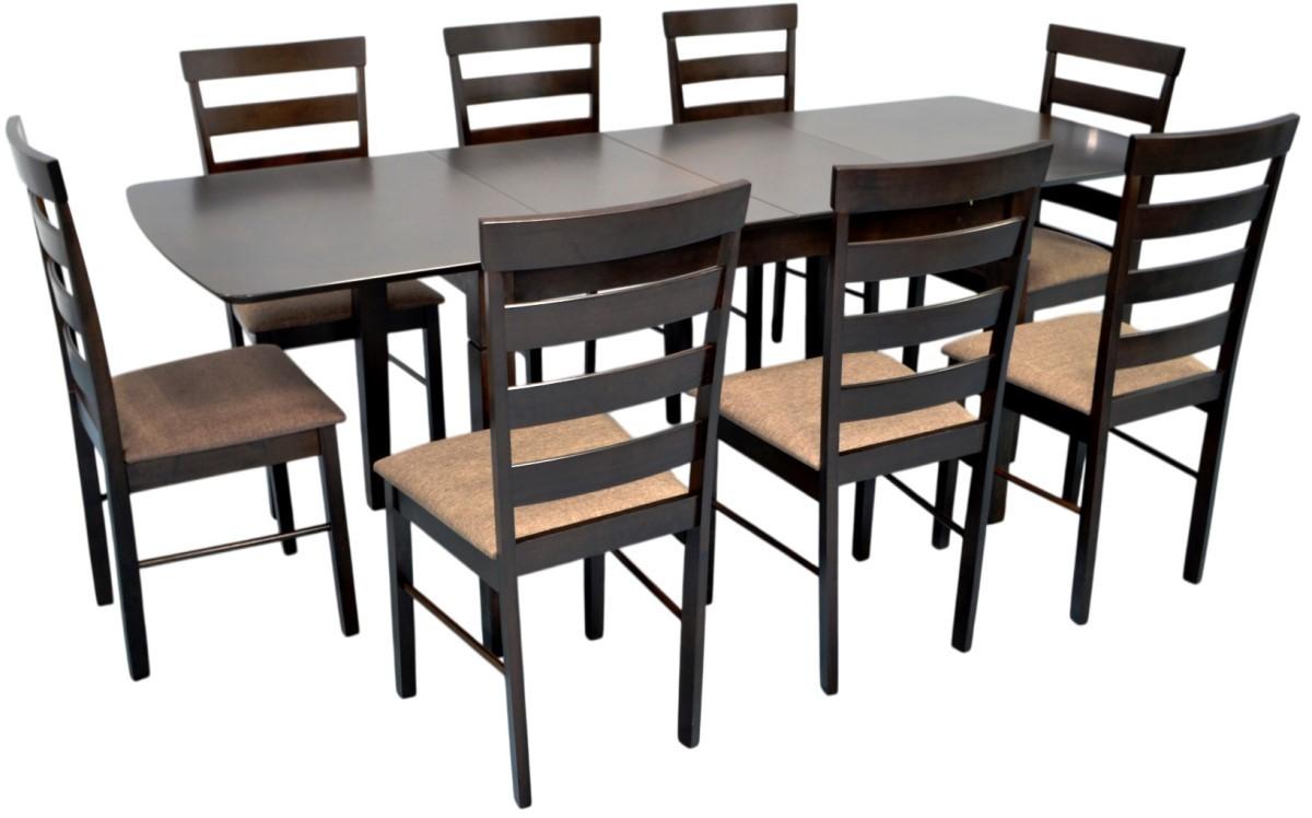 Set de masa si scaune Evelin HV-27V Chocolate + 8 scaune GLORIA Chocolate / Ekea12 Dark Brown