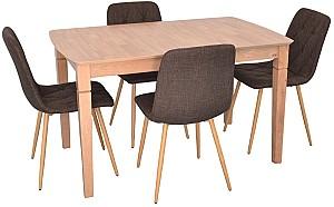 Set de masa si scaune Evelin HV-27V Light Brown + 4 scaune YTC 080 Wo / BJORN45 Dark Brown