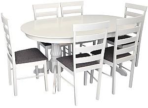 Set de masa si scaune Evelin HV-33V White + 6 scaune Gloria White / NV-10WP Grey