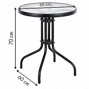Masa de gradina Sonmez sticlă/metal Ø60 Neagra