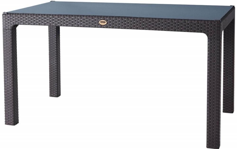 Masa de gradina Sonmez Rattan 150x90 cu sticla Maro