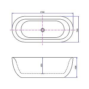 Cadă de baie Aifol Perla 1700x780