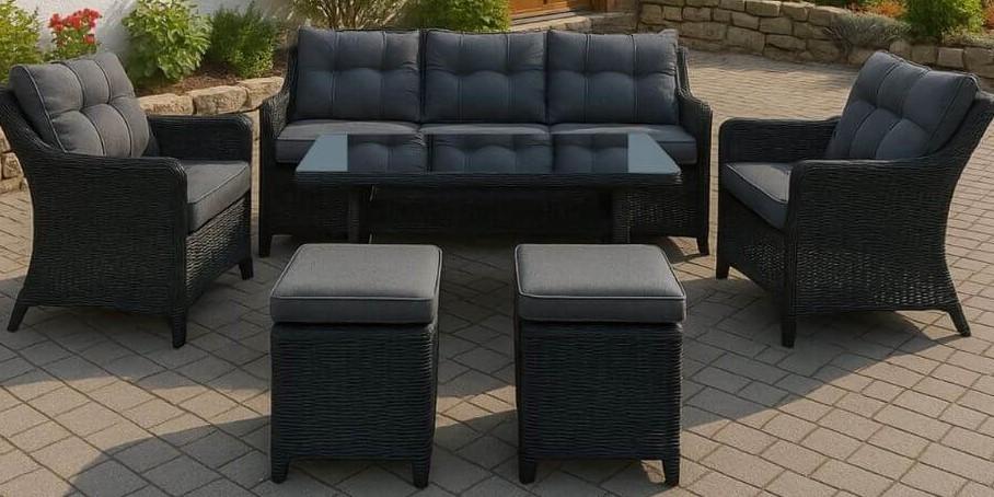 Set mobila de gradina Hola RATTAN pentru 7persoane Black