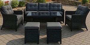 Set mobila de gradina Hola RATTAN pentru 7persoane Black