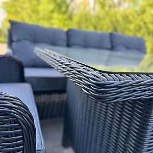 Set mobila de gradina Hola RATTAN pentru 7persoane Black