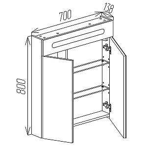 Dulap de baie Bayro Portis LED 700x800 White