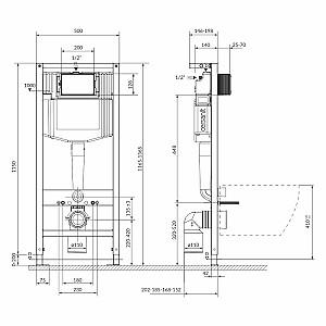 Instalatie wc incastrat cu cadru Cersanit System 50 (118337)