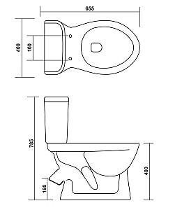 Vas WC Orient Ceramic Classic 45°+Capac PP (130561)