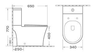 Vas WC South Villa SH-5117 77 P-trap 3/6 no-rim Slim UF Duroplast