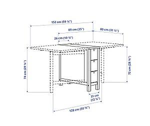 Masa IKEA Norden white 26/89/152x80 cm