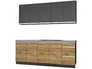 Set mobila bucatarie Yasen Madera 2 m grafit gri/stejar kraft gold (drept)
