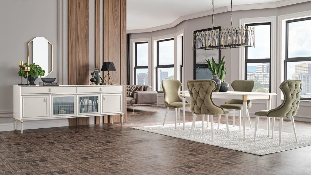 Masa Dogtas LORENTA JASMIN 196.4x100cm Alb/Auriu