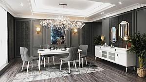 Masa Dogtas LORENTA JASMIN 196.4x100cm Alb/Auriu