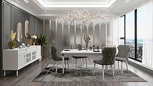 Masa Dogtas LORENTA JASMIN 196.4x100cm Alb/Auriu