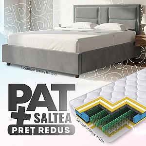 Pat Alcantara Sidney 1.6 m Gri Închis + Saltea Salt Confort Clasic 160x200