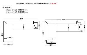 Canapea coltar Polimobil Armani (3x2.1 m / 3.4x2.3 m)
