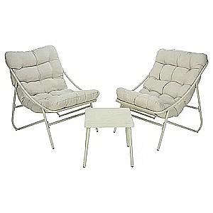 Set mobila de gradina H&S 5 piese: masa 45X45XH42cm, 2 scaune 66X86XH81cm + 2 saltele