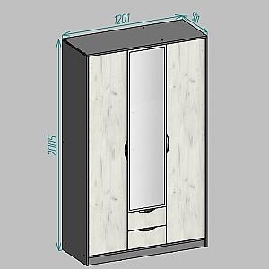 Dulap pentru copii Yasen Disney (Retne) 3D2S1OGL Grafit Gri/Stejar Kraft Alb