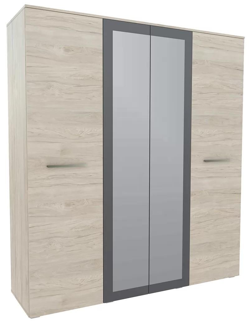 Dulap Yasen Bari 4D2O Hykory Rockford Deschis/Grafit Gri