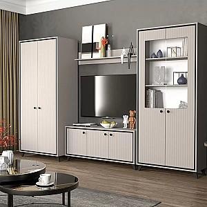 Dulap cu vitrina Yasen Tina 2D Cașmir (Bej) / Negru