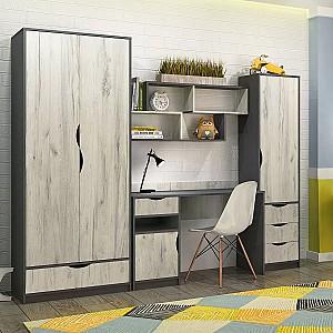 Mobila camera copii Yasen Disney Nr.3 Gri Grafit / Stejar Kraft Alb