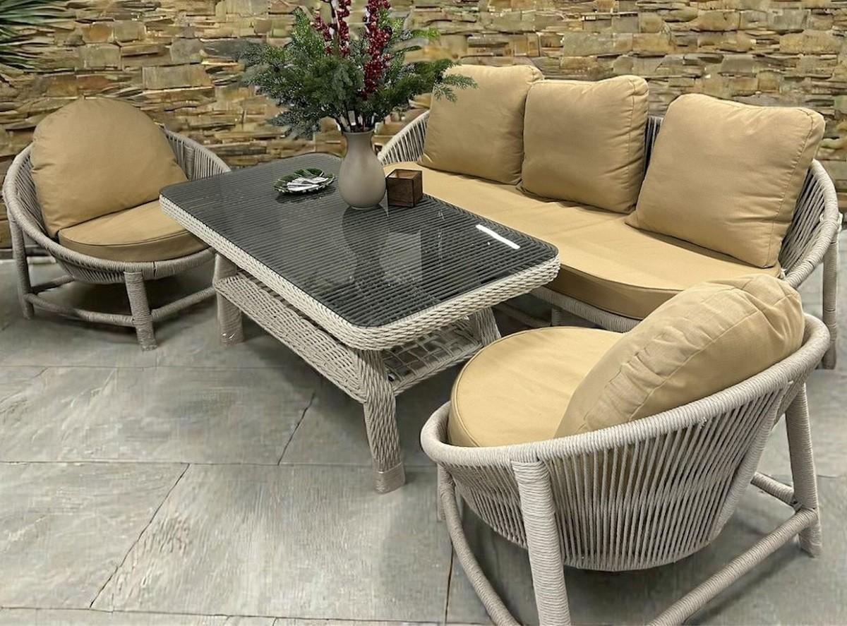 Set mobila de gradina Sunyard Rondo Alb/Bej