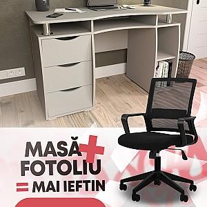 Masa de birou Yasen Smart NEW Cașemir (Bej) / Lavă Gri + Fotoliu Waltz OC-833
