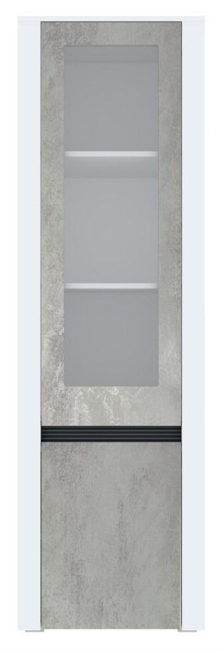 Dulap cu vitrina Yasen Bodena 1D1DS Nimfea Alb / Oxid Deschis / Negru