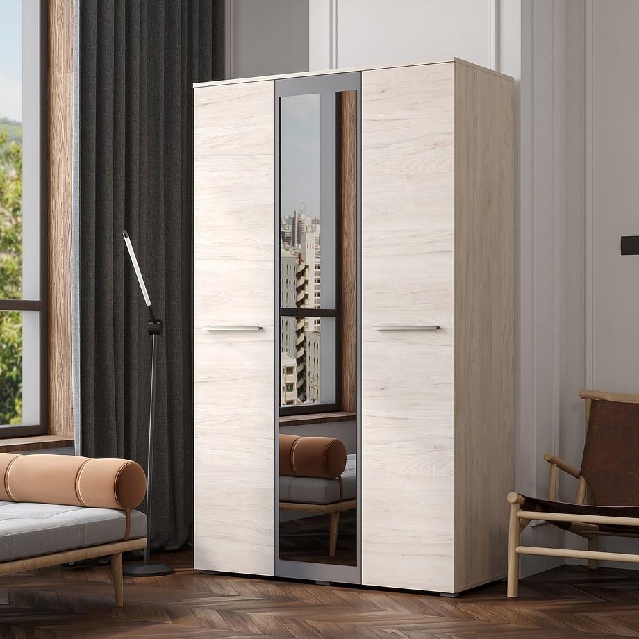 Dulap Yasen Bari 3D1O Hykory Rockford Deschis / Grafit Gri