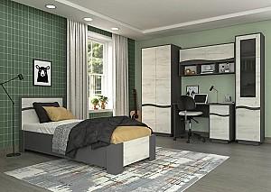 Pat Yasen Geneva 0.8 m Grafit / Stejar Kraft Alb + Saltea Salt Confort Clasic 80x200