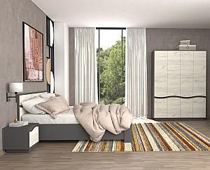 Pat Yasen Geneva 1.4 m Grafit / Stejar Kraft Alb + Saltea Salt Confort Clasic 140x200