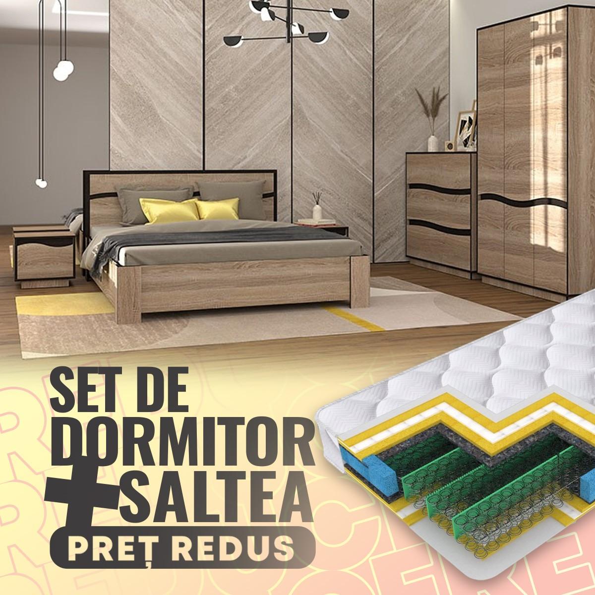 Set dormitor Yasen Geneva Wenge + Saltea Salt Confort Clasic 160x200