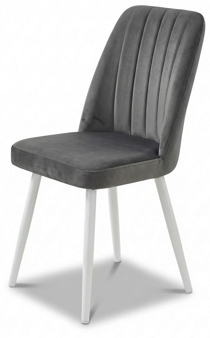 Scaun Kelebek Gold (Velur) Gri Închis / Alb