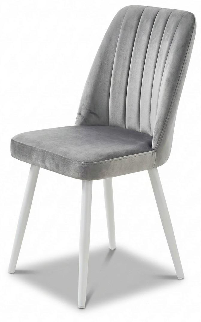 Scaun Kelebek Gold (Velur) Gri-Deschis / Alb