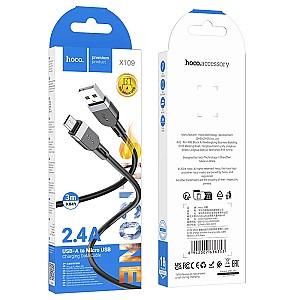 USB сablu HOCO X109 Energy silicone charging data cable Micro(L=3M) Black