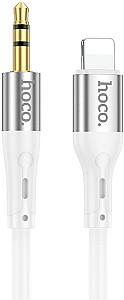 Cablu AUX HOCO UPA22 iP silicone digital audio conversion cable White