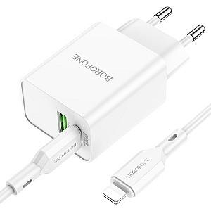 Incarcator telefon Borofone BA69A Resource PD20W+QC3.0 charger set(C to iP)(EU) White