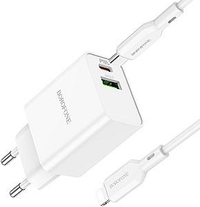 Incarcator telefon Borofone BA69A Resource PD20W+QC3.0 charger set(C to iP)(EU) White