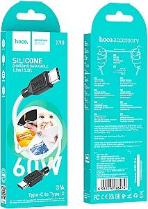 USB сablu HOCO X90 Cool 60W silicone charging data cable for Type-C to Type-C White