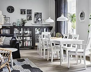 Scaun IKEA Ingatorp white/Nordvalla beige