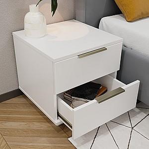 Noptiera Bayro Napoli 50x50x50 cm MDF 18 mm Alb Mat