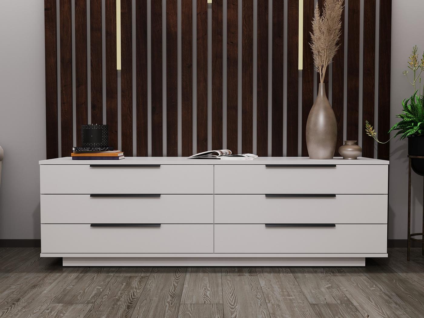 Comoda Bayro Napoli 180x56x50 cm Alb Mat