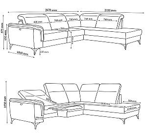 Canapea coltar Crinela Cornwall Gri Deschis