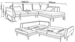 Canapea coltar Crinela Rome Gri Deschis