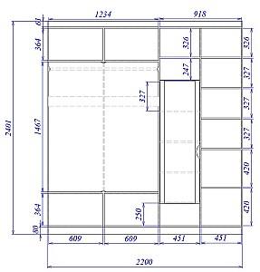 Dulap-cupe Crinela ErgoSens Lux 19 Piatra Mătăsoasă / Lacobel Alb
