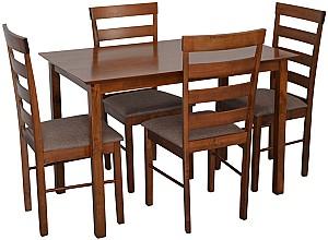 Set de masa si scaune Evelin GLORIA Burnish oak + 4 scaune GLORIA Burnish Oak / Ekea12 Dark Brown