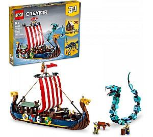 Constructor LEGO Creator 31132 Nava vikingă și șarpele Midgard