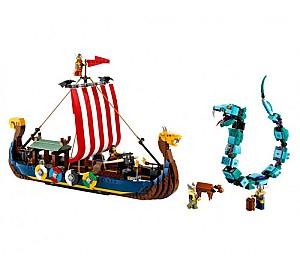 Constructor LEGO Creator 31132 Nava vikingă și șarpele Midgard