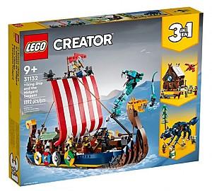 Constructor LEGO Creator 31132 Nava vikingă și șarpele Midgard